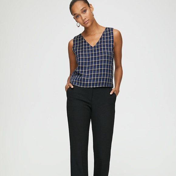 Aritzia Murphy Blouse - Size Small/Navy Base Check - Picture 2 of 5